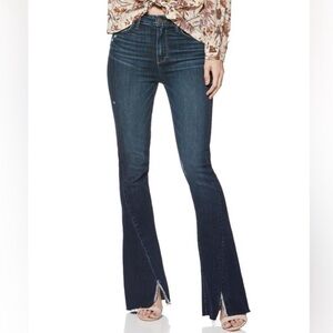 Paige High‎ Rise Lou Lou Flare Twist Raw Hem in Casabella Dark Wash Size 27